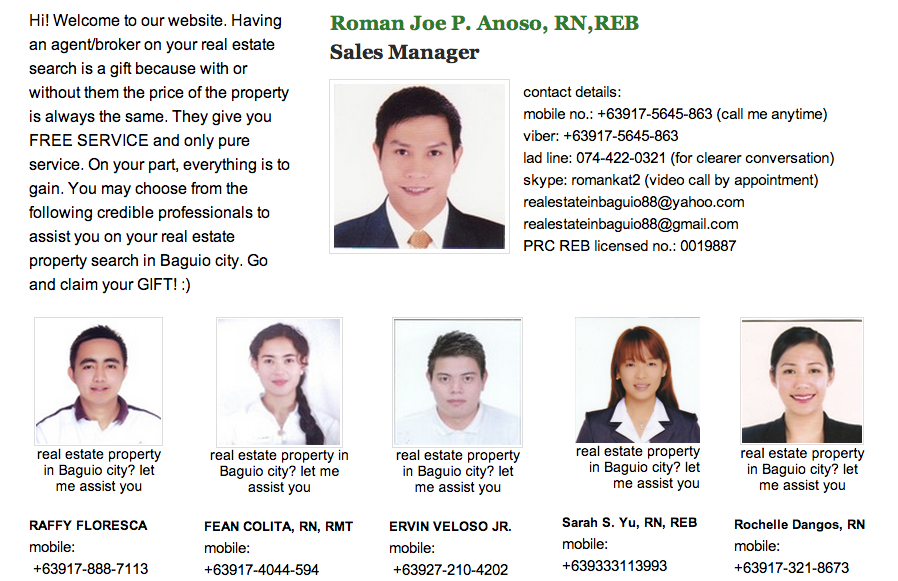 real estate agents of house and lot in Baguio city