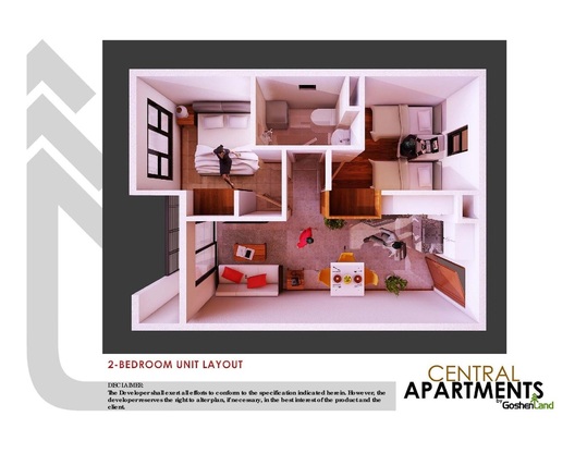 condominium unit layout of the central apartment in trancoville Baguio city 2-bedroom
