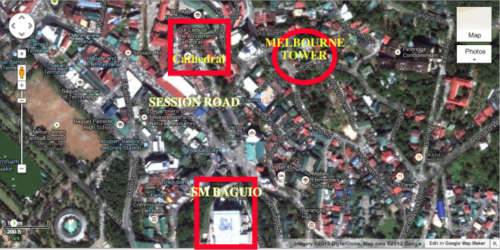 location in Baguio city of Melbourne tower condominium. house and lot properties are also nearby