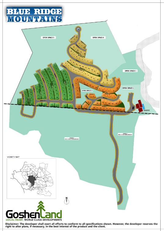 the site development plan of blueridge mountain house and lot subdivision