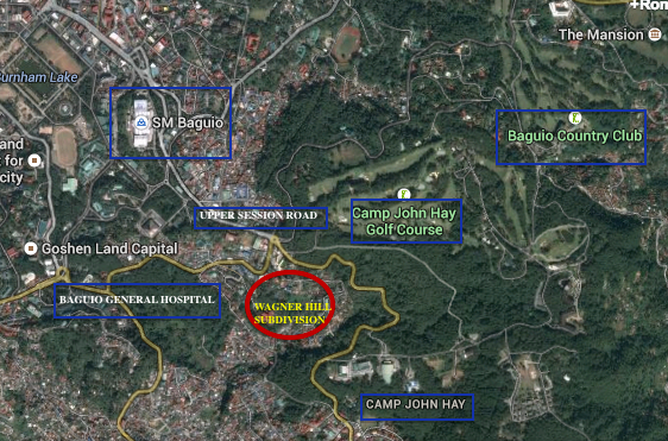 location map of Wagner hill house and lot subdivision in Google map located at military cut off Baguio city