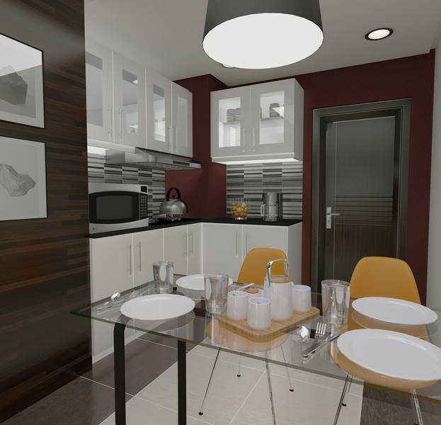 condominium interior perspective kitchen